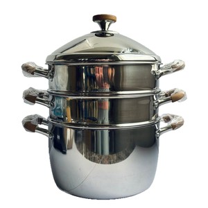 Stainless Steel Three Tier <b>Steamer</b> Pot 28cm Double Handle With Lid For Gas And Induction Cooker Eco Friendly Kitchen Cooking Set - Product Image 5