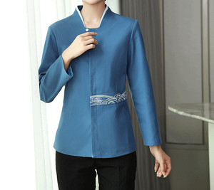 Nettoyage vêtements de travail femmes automne et hiver à manches longues bleu hôtel salle à manger chinois thé maison nettoyage tante vert - Product Image 3