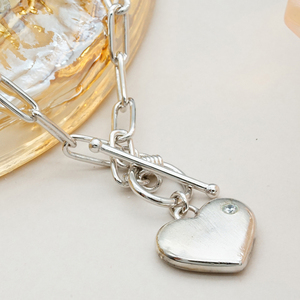Impresionante Collar de Oro Sólido de 9K/14K/18K con Motivo de Corazón y Cadena de Eslabones Sofisticada para Regalo - Product Image 2