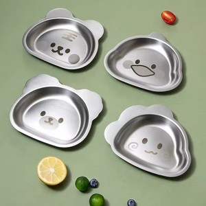 Plato de Cena Infantil de Acero Inoxidable 304, Plato de Comida para Bebés con Diseño de Dibujos Animados para Jardín de Infancia - Product Image 6