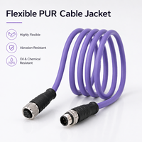 Cable M12 de 5 pines, 180 grados, código A, macho a hembra, cable M12 M16 impermeable, 5P 8P8C, cable eléctrico de alimentación, Ethernet industrial
