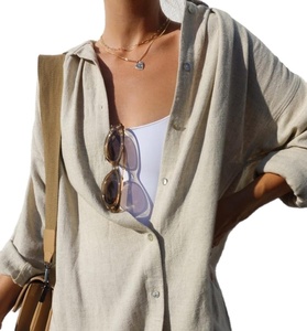 Commercio all'ingrosso Plus Size Donne Maniche Lunghe In Cotone di <span class=keywords><strong>Lino</strong></span> Camicette Della <span class=keywords><strong>Camicia</strong></span> di Modo di Grandi Dimensioni Camicie OEM Ordine - Product Image 1