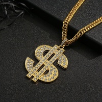 Collier ras du cou avec pendentif dollar exagéré en strass brillant pour femmes et hommes, bijoux de fête