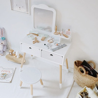 Table de Maquillage Princesse en Bois, Table de Coiffure de Simulation, Boîte à Bijoux Jouet pour Filles, Cadeau, Boîte Colorée