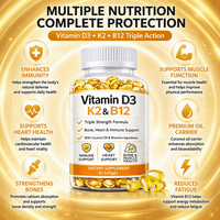 Capsules de suppléments OEM ODM Vitamine D3 K2 MK7 B12 Haute Puissance Soutien Immunitaire Osseux Cardiaque Fabricant Marque Privée