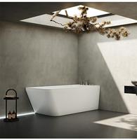 Baignoire d'angle profonde moderne en pierre artificielle, surface solide pure, écologique, durable, capacité 60 gallons+, pour usage intérieur
