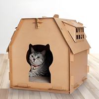 Verstärktes, ineinandergreifendes Wellpappe-Katzenhaus für den Innenbereich – Stabile Katzenhöhle aus Wellpappe für Kätzchen