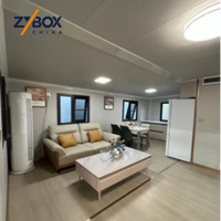 Casa Contenedor Expandible ZYBOX de 20 pies/40 pies con Techo Plano, Acabado Madera, Casa Modular Prefabricada de 2 Dormitorios para Alojamiento de Trabajadores