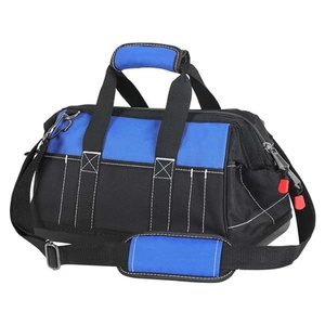 Oxford Tool Bag With Multiple Pockets Durable Portable Storage Blue And Black Simple Style For Work Use - Product Image 1