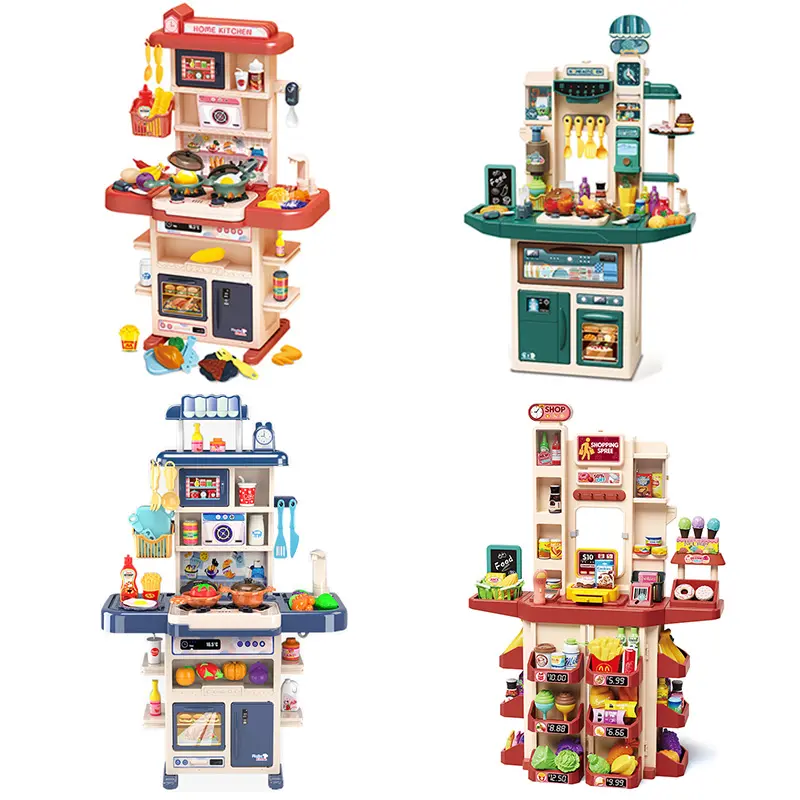 Kinder geben vor, Hauss pielzeug zu spielen Familie Kinder Küchen spielzeug Happy Real Cooking Mist Spray Tisch Set Big Kitchen Toy