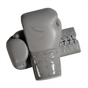 Guantes de Boxeo Profesionales RTS Grises, Ligeros, Transpirables, con Cierre de Cordones, de Cuero, para Adultos, OEM, para Entrenamiento - Product Image 1
