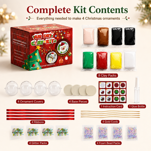 Christmas Air Dry Clay DIY Craft Kit 4 Ornaments Safe Non-Toxic Kids Art <b>Set</b> W/ Beads Glitter <b>Xmas</b> <b>Gift</b> OEM Private Label Bulk - Product Image 2