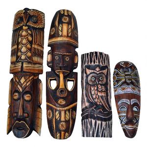 Masques sculptés en bois massif Tailai, design personnalisé multifonctionnel, à suspendre au mur, pour restaurant, bureau, salon - Product Image 4