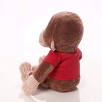 Peluche singe Curious George avec logo personnalisé, vêtements rouges, gorille en peluche, poupée, dessin animé, coussin moelleux, décoration