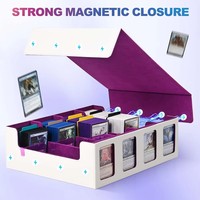 Boîte de rangement portable JUZI en cuir PU imperméable, personnalisable, pour cartes à collectionner, avec chargement par le haut