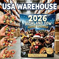 Gudang USA 2026 - Kalender Advent Natal Sapi Highland 24 Hari, Termasuk 24 Figur Mini 3D Unik untuk Hadiah