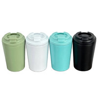 Tasses à café de style urbain 8oz 12oz, en acier inoxydable à double paroi isolé, blanches, avec tapis antidérapant, logo personnalisable