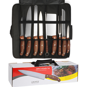 10-Piece Stainless Steel Kitchen <strong>Knives</strong> Sharp Polished Serrated Edge Dishwasher <strong>Safe</strong> Plastic Handles Outdoor Chef's <strong>Knife</strong> Set - Product Image 1