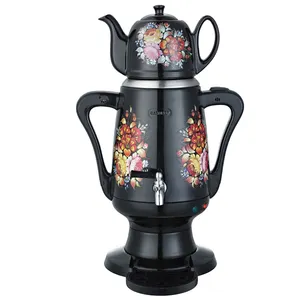 3.5L Rus elektrikli semaver su ısıtıcısı Türk çay makinesi ile çiçek desen