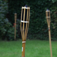 Lampe torche artisanale en bambou naturel pour extérieur, jardin, patio, mariage, fête