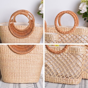 Bolso de mano tejido hecho a mano para mujer, <span class=keywords><strong>bolsa</strong></span> de <span class=keywords><strong>playa</strong></span> de paja Bohemia para viaje, compras, bolsas de <span class=keywords><strong>mimbre</strong></span> de ratán para mujer - Product Image 3