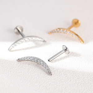Boucle <span class=keywords><strong>d</strong></span>'<span class=keywords><strong>Oreille</strong></span> Pendante en Titane Plaqué Or avec Cz Trendy Floating Dangle Tragus Helix Cartilage Stud Internally Threaded Ear Piercing - Product Image 6