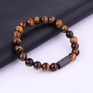 Bracelet pour homme en acier inoxydable avec breloque personnalisée gravée de texte ou logo et perles en pierre naturelle, idéal pour <span class=keywords><strong>la</strong></span> création de bijoux. - Product Image 6