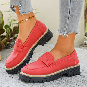 Mocasines <span class=keywords><strong>de</strong></span> Plataforma <span class=keywords><strong>para</strong></span> <span class=keywords><strong>Mujer</strong></span>, Rojos, con <span class=keywords><strong>Suela</strong></span> Gruesa, Casuales, Sin Cordones, Estilo Retro, <span class=keywords><strong>Zapatos</strong></span> <span class=keywords><strong>para</strong></span> Uso Diario - Product Image 3