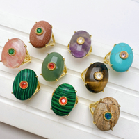 Nouvelle bague élégante et tendance en or 18 carats plaqué or, pierre précieuse œil de tigre, ovale, cadeau de mariage pour elle