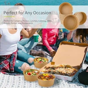 Sẵn sàng để tàu tùy chỉnh dùng một lần compostable kraft giấy súp Bát giấy thực phẩm container 500ml 750ml với nắp cho bạn lựa chọn - Product Image 6