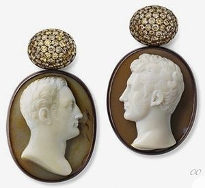 Boucle d'oreille pendentif en agate <span class=keywords><strong>camée</strong></span> vintage <span class=keywords><strong>camée</strong></span> - Product Image 1