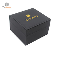 Caja de Reloj de Cuero PU Negro Mate de Lujo Personalizada con Grabado, Recubrimiento UV y Forro de Esponja