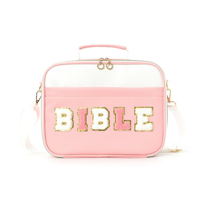 Bolso de Hombro Portátil de Gran Capacidad con Diseño de Letras Bíblicas en PVC, Elegante y Multiusos para Guardar Libros - Product Image 5