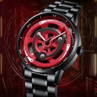Reloj Original 3D Oficial Sha Rinn Gann con Personajes de Dibujos Animados Uchiha Madara Giratorios, Relojes de Cuarzo Resistentes al Agua con Rotación de 360 Grados