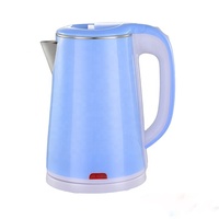 Bouilloire électrique sans fil à double paroi de haute qualité, fonction anti-chauffe à sec, en acier inoxydable 304/201 et plastique, pour usage domestique