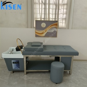 KISEN High Quality Electric Massage Japanese Head Spa Shampoo Bowl <b>Tables</b> <b>Bed</b> Hair Salon Wash Chair Massage with Water Fall - Product Image 1
