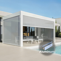 Pergola Bioclimatique Motorisée/Manuelle avec Système Solaire, Accessoire d'Écran, Structure en Aluminium pour Jardin/Extérieur/Abri de Voiture, Résistante au Vent