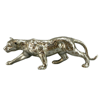 Statue de léopard en résine d'argent Antique, Figurine d'animaux, panthère, décoration, Sculpture animale, polyrésine