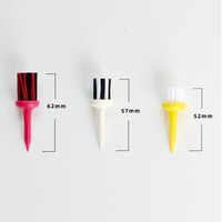 Brosse de nettoyage pour tee de golf, vente en gros usine, 3 couleurs, hauteurs 52/57/62mm, en plastique durable, pour clubs, portable et prête à l'emploi pour l'entraînement