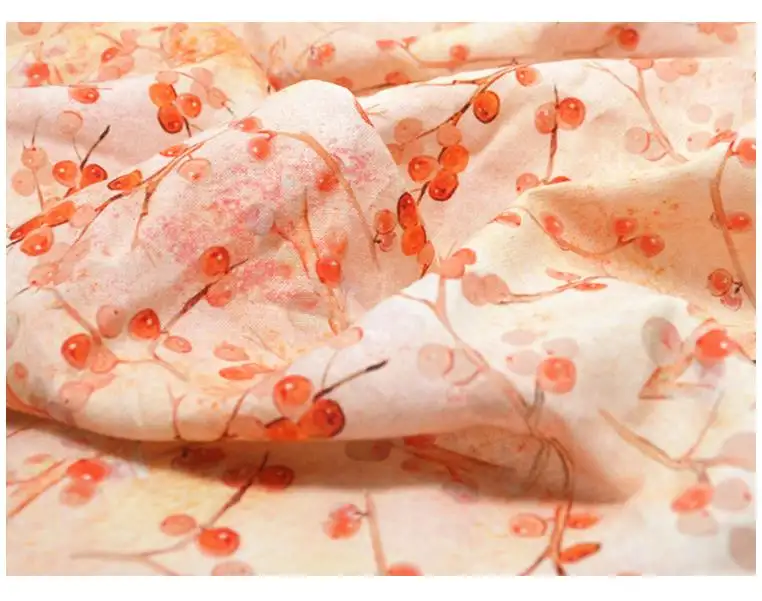 קיץ דק דיגיטלי הדפסת רמלה בד קטנה פרחוני כותנה פשתן בד חצאית פשתן בד-004
