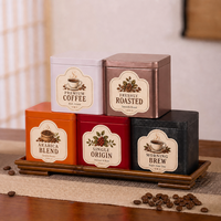 Boîte à café rectangulaire vide en fer blanc épaissi, mouchetée, recyclable, avec couvercle, pour le stockage des grains de café, logo personnalisé, qualité alimentaire, pour chocolat