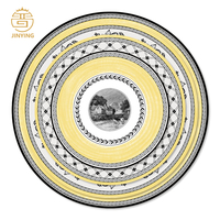 Assiettes de présentation, assiettes de mariage, vaisselle en porcelaine osseuse, service de table, plats de service, vaisselle, ensemble d'assiettes dorées pour événements et traiteur