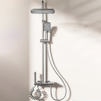 Ensemble de douche thermostatique mural noir mat avec affichage numérique, touches piano, mitigeur monocommande, jets de massage doux et pluie
