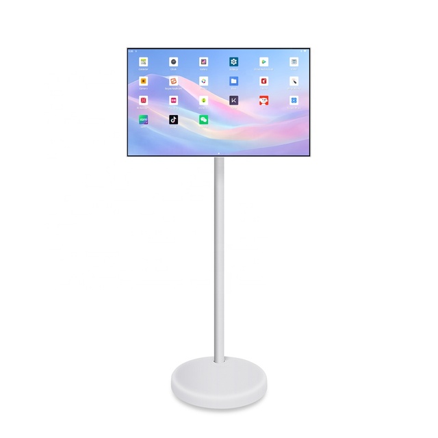 4K Android 14 LED White Smart Touch Screen Portable TV with Camera for Camping Rechargeable 27/32 Inches