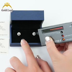 Pendientes de Diamantes de Corte Brillante, Cultivados en Laboratorio, HPHT CVD, Oro de 14K, Personalizados, con Certificado IGI, Diseño de 6 Garras, con <span class=keywords><strong>Tornillo</strong></span>, para Mujer, 1-3CT, con Hoja de Oro - Product Image 5