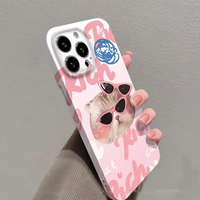 Coque de téléphone portable rigide en PC avec impression photo de chat porte-bonheur pour iPhone 8 X Xr Xs 11 12 13 14 15 16 17 18 Pro Max
