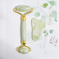 Rouleau de jade 100 % naturel et ensemble Gua Sha avec boîte, forme en V, massage anti-âge, Gua Sha vert Xiuyan