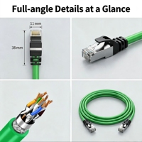 Kabel Patch Ethernet CAT5 Tembaga Kecepatan Tinggi 23AWG S/FTP Konektor RJ45 dengan Jaket PVC 1m Kabel Konektor