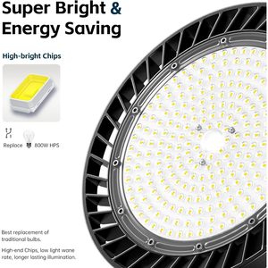 Luckitec UFO 100-200W สำหรับไฟไฮเบย์ LED แพ็ค6ชิ้นพร้อม IP65ปลั๊ก5000K CCT สำหรับโกดังสินค้า - Product Image 1