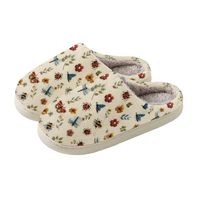 Pantoufles imprimées style broderie animale (insectes, papillons, libellules) avec logo personnalisable – Chaussures d'intérieur toutes saisons